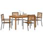 Preview: 5-teiliges Garten Esszimmer Set Schwarz Polyrattan Akazie, Stapelbare Gartenstühle mit Kissen 2 Stück Schwarz Polyrattan