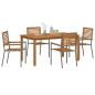 Preview: 5-teiliges Garten Essset Grau Poly Rattan Akazie, Stapelbare Gartenstühle mit Kissen 2 Stück Grau Poly Rattan