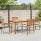Preview: 5-teiliges Garten Essset Grau Poly Rattan Akazie, Stapelbare Gartenstühle mit Kissen 2 Stück Grau Poly Rattan