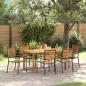 Preview: ARDEBO.de - 7-teilige Garten-Essgruppe Schwarz Poly-Rattan Akazie, Stapelbare Gartenstühle mit Kissen 2 Stk Schwarz Poly-Rattan