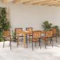 Preview: 7-teilige Garten-Essgruppe Schwarz Poly-Rattan Akazie, Stapelbare Gartenstühle mit Kissen 2 Stk Schwarz Poly-Rattan