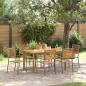 Preview: ARDEBO.de - 7-teiliges Garten-Essset Grau Poly Rattan Akazie, Stapelbare Gartenstühle mit Kissen 2 Stück Grau Poly Rattan