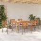 Preview: 7-teiliges Garten-Essset Grau Poly Rattan Akazie, Stapelbare Gartenstühle mit Kissen 2 Stück Grau Poly Rattan