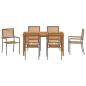 Preview: 7-teiliges Garten-Essset Grau Poly Rattan Akazie, Stapelbare Gartenstühle mit Kissen 2 Stück Grau Poly Rattan