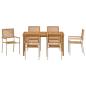 Preview: 7-teilige Garten-Essgruppe Beige Poly Rattan Akazie, Stapelbare Gartenstühle mit Kissen - Set aus 2 in Beige Poly Rattan