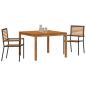Preview: 3-teiliges Garten Essset Schwarz Poly-Rattan Akazie, Stapelbare Gartenstühle mit Kissen 2 Stück Schwarz Poly-Rattan