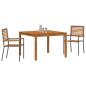 Preview: 3-teilige Garten Essgruppe Grau Poly-Rattan Akazie, Stapelbare Gartenstühle mit Kissen 2 Stück Grau Poly-Rattan