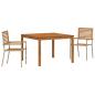 Preview: 3-teiliges Garten Essset Beige, Poly-Rattan Akazie, stapelbare Gartenstühle mit Kissen - Set aus 2 in Beige Poly-Rattan