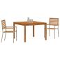 Preview: 3-teiliges Garten Essset Beige, Poly-Rattan Akazie, stapelbare Gartenstühle mit Kissen - Set aus 2 in Beige Poly-Rattan