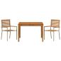 Preview: 3-teiliges Garten Essset Beige, Poly-Rattan Akazie, stapelbare Gartenstühle mit Kissen - Set aus 2 in Beige Poly-Rattan
