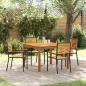 Preview: ARDEBO.de - 5-teiliges Garten Esszimmer Set Schwarzes Poly Rattan Akazie, Stapelbare Gartenstühle mit Kissen 2 Stück Schwarzes Poly Rattan