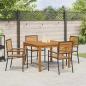 Preview: 5-teiliges Garten Esszimmer Set Schwarzes Poly Rattan Akazie, Stapelbare Gartenstühle mit Kissen 2 Stück Schwarzes Poly Rattan