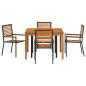 Preview: 5-teiliges Garten Esszimmer Set Schwarzes Poly Rattan Akazie, Stapelbare Gartenstühle mit Kissen 2 Stück Schwarzes Poly Rattan