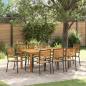 Preview: ARDEBO.de - 9-teiliges Garten-Essset Schwarz Poly Rattan Akazie, Stapelbare Gartenstühle mit Kissen 2 Stück Schwarz Poly Rattan