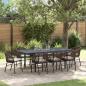 Preview: ARDEBO.de - 10-teiliges Garten Essset mit Kissen Braunes Poly-Rattan, Ausziehbarer Gartentisch Anthrazit (140-210)x90x73 cm Stahl