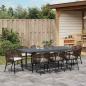Preview: 10-teiliges Garten Essset mit Kissen Braunes Poly-Rattan, Ausziehbarer Gartentisch Anthrazit (140-210)x90x73 cm Stahl