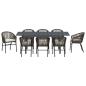 Preview: 10-teiliges Garten Essset mit Kissen Braunes Poly-Rattan, Ausziehbarer Gartentisch Anthrazit (140-210)x90x73 cm Stahl