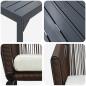 Preview: 10-teiliges Garten Essset mit Kissen Braunes Poly-Rattan, Ausziehbarer Gartentisch Anthrazit (140-210)x90x73 cm Stahl