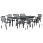 Preview: 9-teiliges Flurmöbel-Set Anthrazit Stahl, Ausziehbarer Gartentisch Anthrazit (140-210)x90x73 cm Stahl