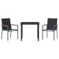 Preview: 3-teiliges Garten-Dining-Set Schwarz Textilene und Stahl