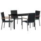 Preview: 5-teiliges Garten-Dining-Set Schwarz Textilene und Stahl