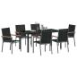 Preview: 7-teiliges Gartenset mit Schwarz Textilene und Stahl
