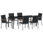 Preview: 7-teiliges Gartentischset Schwarz Textilene und Stahl