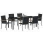 Preview: 7-teiliges Gartentischset Schwarz Textilene und Stahl