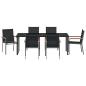 Preview: 7-teiliges Gartentischset Schwarz Textilene und Stahl