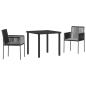 Preview: 3-teiliges Garten-Dining-Set mit Kissen Schwarz Poly Rattan