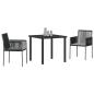 Preview: 3-teiliges Garten-Dining-Set mit Kissen Schwarz Poly Rattan