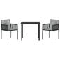 Preview: 3-teiliges Garten-Dining-Set mit Kissen Schwarz Poly Rattan