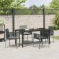Preview: 5-teilige Garten-Essgruppe mit Kissen Schwarz Poly-Rattan
