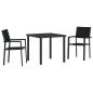 Preview: 3-teiliges Garten-Esszimmer-Set Schwarz Poly-Rattan