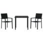 Preview: 3-teiliges Garten-Esszimmer-Set Schwarz Poly-Rattan