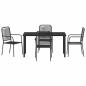 Preview: Garten Essgruppe 5 pcs Schwarz Pulverbeschichteter Stahl