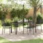 Preview: ARDEBO.de - 5-teiliges Garten Esszimmer Set Schwarz Baumwollseil und Stahl