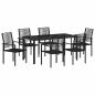Preview: 7-teilige Garten Essgruppe Schwarz PVC Rattan