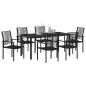 Preview: 7-teilige Garten Essgruppe Schwarz PVC Rattan