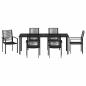 Preview: 7-teilige Garten-Essgruppe Schwarz PVC Rattan