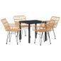 Preview: 5-teiliges Garten-Esszimmer-Set braunes Poly-Rattan