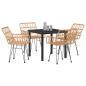 Preview: 5-teiliges Garten-Esszimmer-Set braunes Poly-Rattan