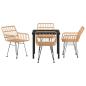 Preview: 5-teiliges Garten-Esszimmer-Set braunes Poly-Rattan