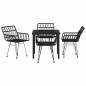 Preview: 5-teiliges Garten-Ess-Set Schwarzes Poly-Rattan