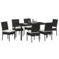 Preview: 7-teiliges Garten-Esszimmer-Set Schwarz Poly-Rattan