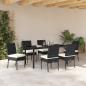 Preview: 7-teiliges Garten-Esszimmer-Set Schwarz Poly-Rattan