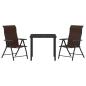 Preview: 3-teiliges Garten-Esstisch-Set in Braun aus Poly-Rattan