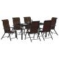 Preview: 7-teiliges Garten-Esszimmer-Set Braun Poly-Rattan