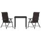 Preview: 3-teiliges Garten-Dining-Set Schwarz Poly-Rattan