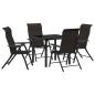 Preview: 5-teiliges Garten-Esstischset Schwarz Poly Rattan